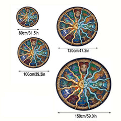Celestial Sun Moon Constellations Round Rug