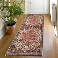 Vintage Persian Boho Runner Rug Non-slip TPR Backing Indoor Mat