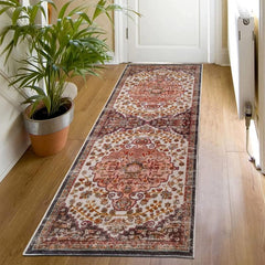 Vintage Persian Boho Runner Rug Non-slip TPR Backing Indoor Mat