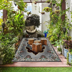 Persian Gray Floral Print Area Rug Vintage Bohemian Floor Mat