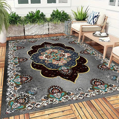 Persian Gray Floral Print Area Rug Vintage Bohemian Floor Mat