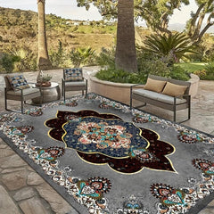 Persian Gray Floral Print Area Rug Vintage Bohemian Floor Mat