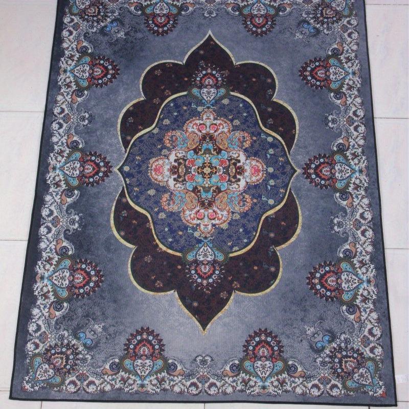 Persian Gray Floral Print Area Rug Vintage Bohemian Floor Mat