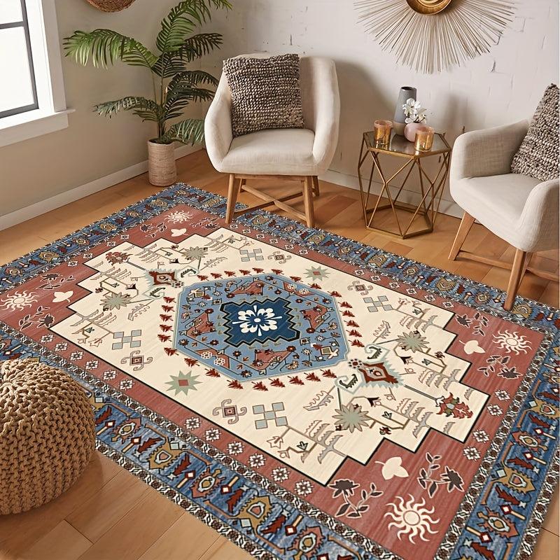 Soft Vintage Persian Area Rug Stain Resistant Washable,  Anti Slip Backing Rugs