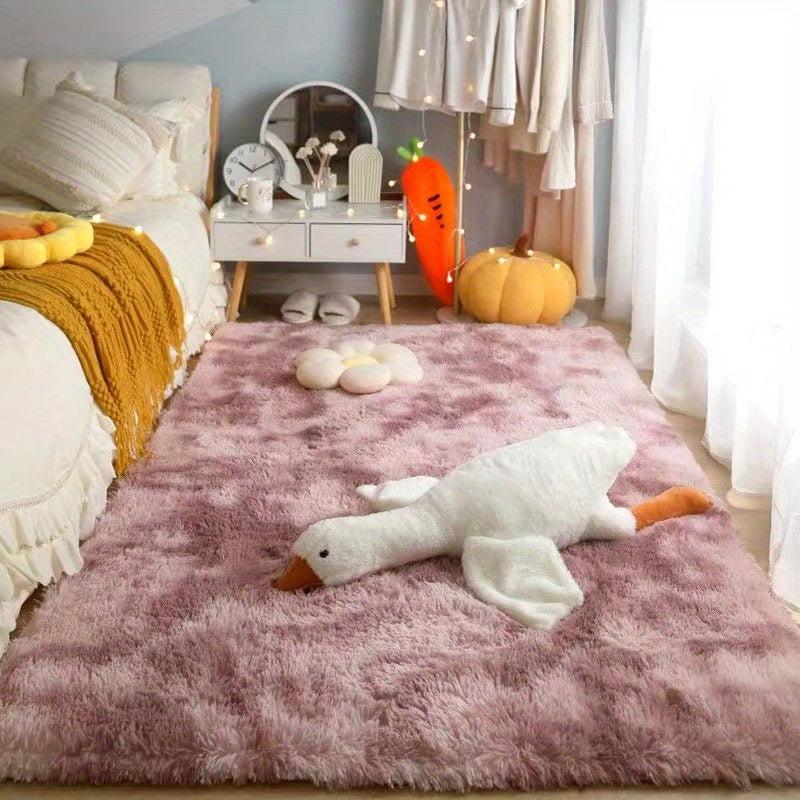 Soft Area Rug Tie Dyed Plush Fluffy Washable Shag Furry Carpet