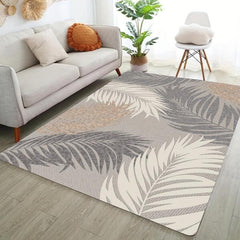 Flannel Floor Foam Mat Leaf Printed Indoor Rug Non-slip Absorbent Washable