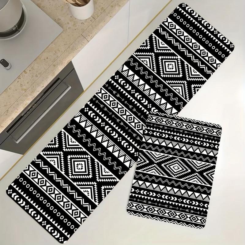 Non Slip Geometric Pattern Kitchen Floor Mat 19.69x31