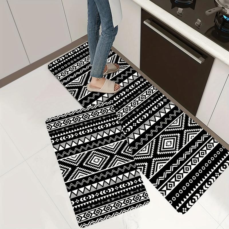 Non Slip Geometric Pattern Kitchen Floor Mat 19.69x31