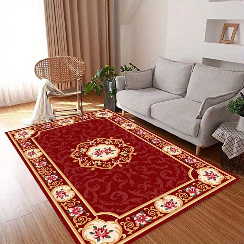 Large Vintage Floral Area Rug - Stain Resistant Shaggy Carpet