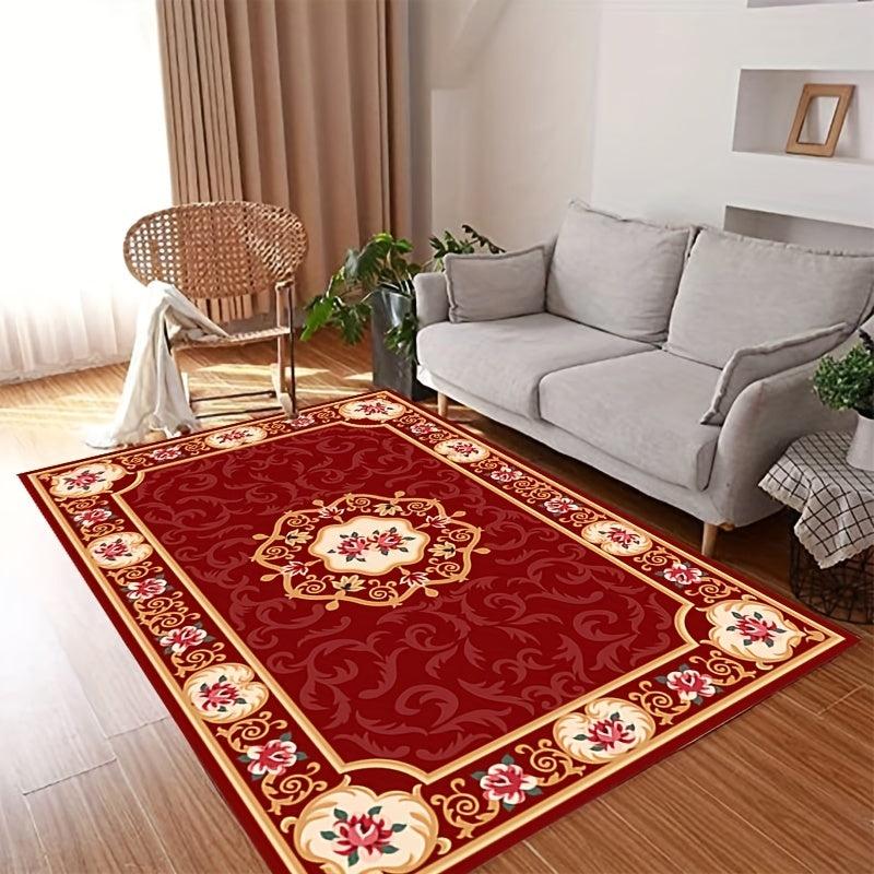 Large Vintage Floral Area Rug - Stain Resistant Shaggy Carpet