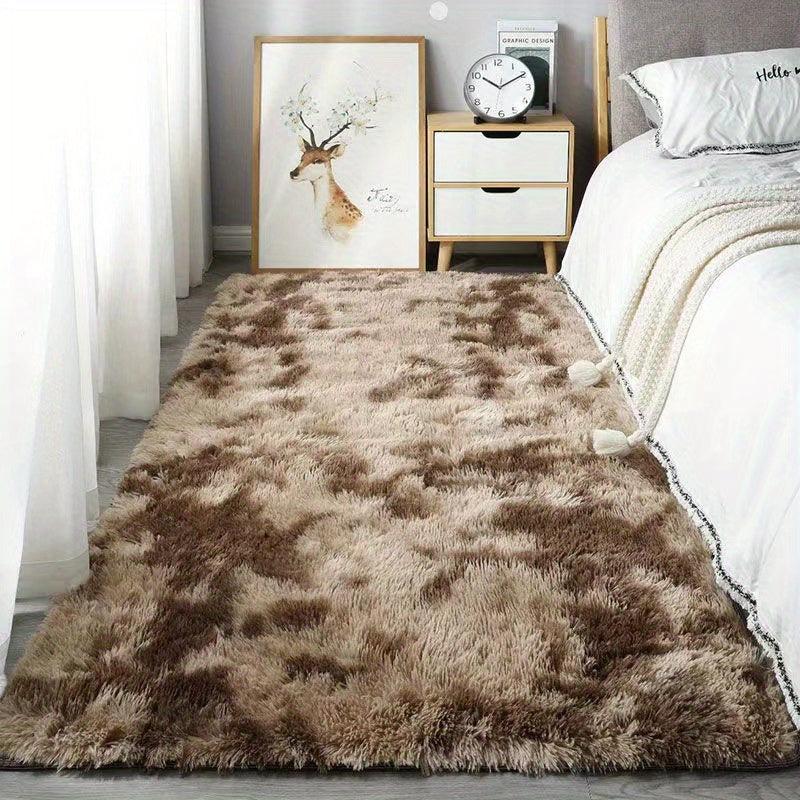 Ultra Soft Plush Area Rug Tie Dyed Coffee Shaggy Modern Fuzzy Rug