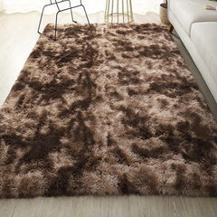 Ultra Soft Plush Area Rug Tie Dyed Coffee Shaggy Modern Fuzzy Rug