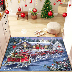 Christmas Decorative Rug Santa Claus Elk Living Room Floor Mat