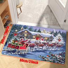 Christmas Decorative Rug Santa Claus Elk Living Room Floor Mat