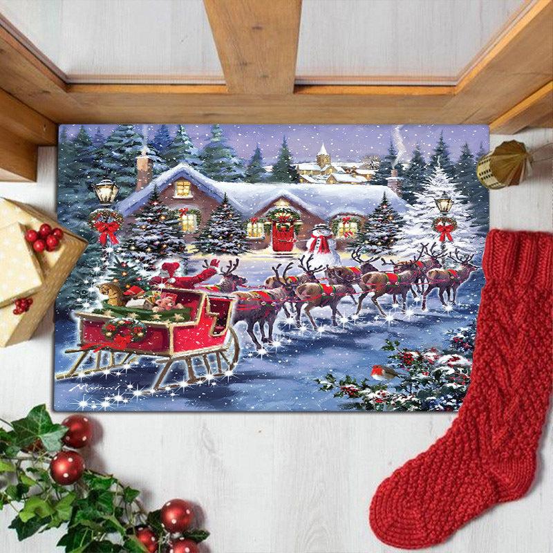 Christmas Decorative Rug Santa Claus Elk Living Room Floor Mat