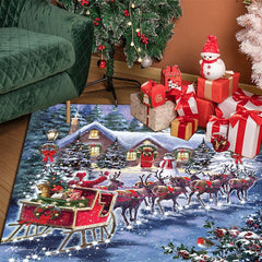 Christmas Decorative Rug Santa Claus Elk Living Room Floor Mat