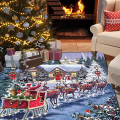 Christmas Decorative Rug Santa Claus Elk Living Room Floor Mat