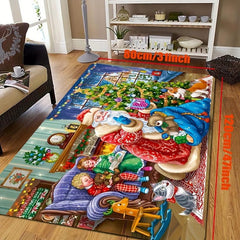 Christmas Decorative Rug Santa Claus Elk Living Room Floor Mat