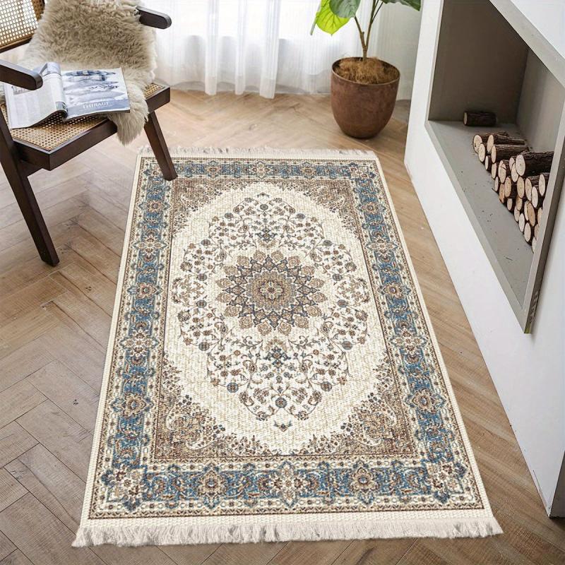 Bohemian Print Floor Mat Vintage Square Living Room Woven Printed Floor Mat