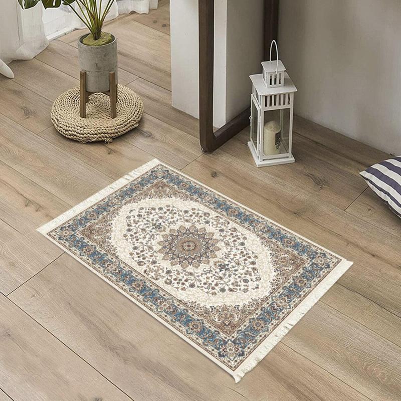 Bohemian Print Floor Mat Vintage Square Living Room Woven Printed Floor Mat
