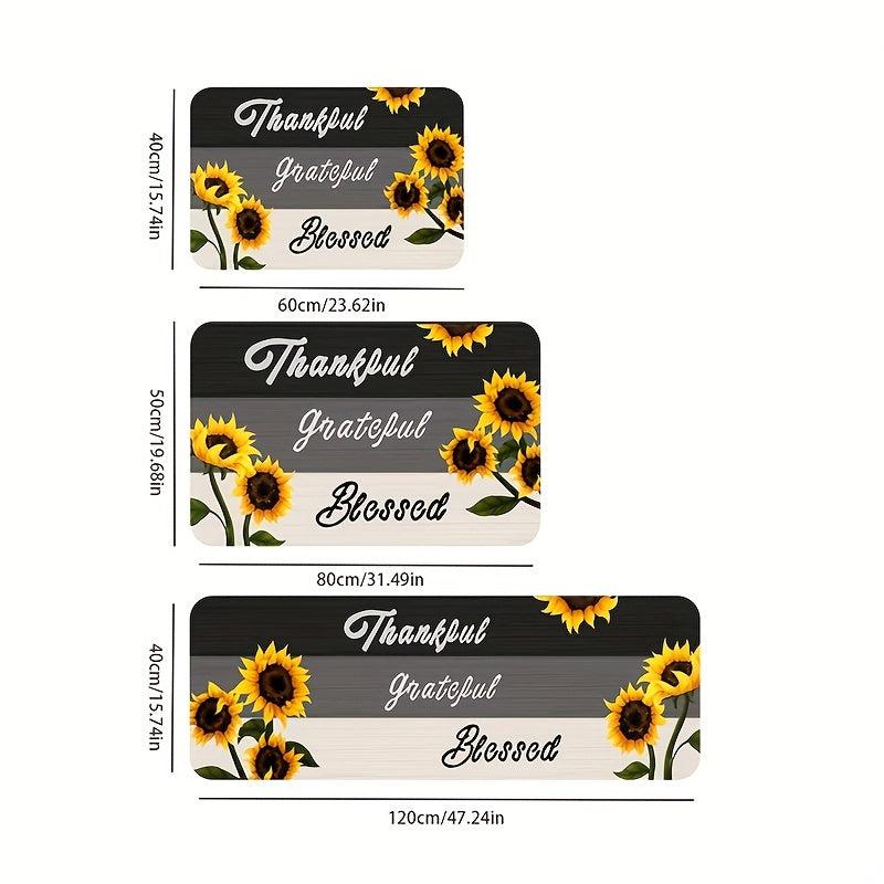 Sunflower Kitchen Floor Mat Non Slip Waterproof Dirt Resistant Washable Doormat