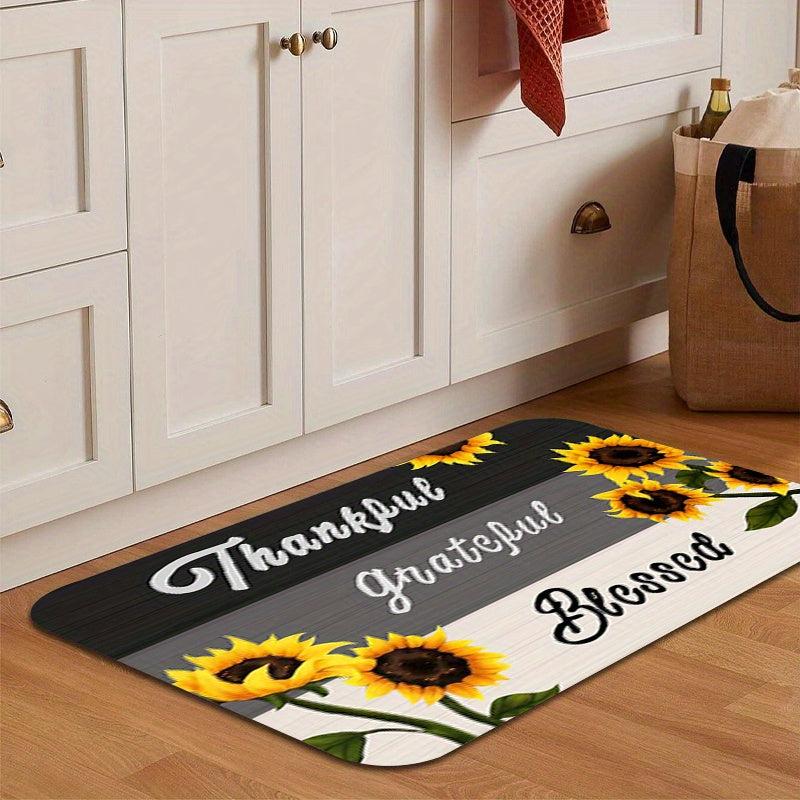 Sunflower Kitchen Floor Mat Non Slip Waterproof Dirt Resistant Washable Doormat
