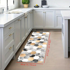 Golden Marble Kitchen Mat Geometric Rugs Cushioned Comfort