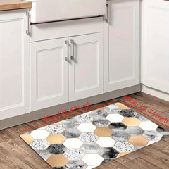 Golden Marble Kitchen Mat Geometric Rugs Cushioned Comfort