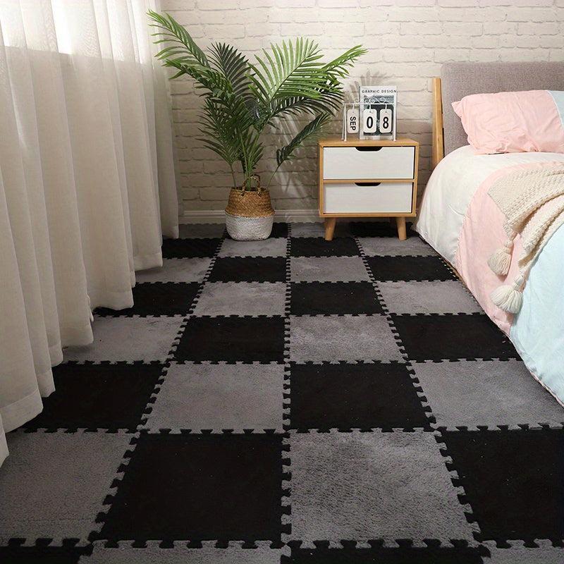 10pcs Plush Puzzle Foam Floor Mat Interlocking Carpet Fluffy Area Rug