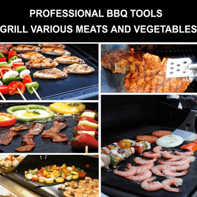 2pcs Non stick BBQ Grill Mat Baking Mat Heat Resistant Cooking Grilling Sheet