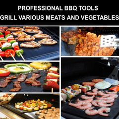 2pcs Non stick BBQ Grill Mat Baking Mat Heat Resistant Cooking Grilling Sheet