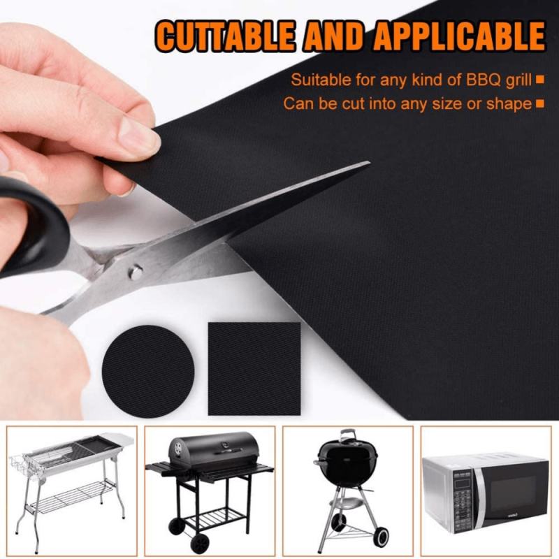 2pcs Non stick BBQ Grill Mat Baking Mat Heat Resistant Cooking Grilling Sheet