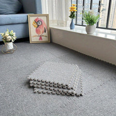 10pcs Cotton Linen Floor Mat Bay Window Mat Square Interlocking Carpet Area Rug