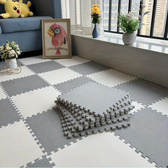 10pcs Cotton Linen Floor Mat Bay Window Mat Square Interlocking Carpet Area Rug