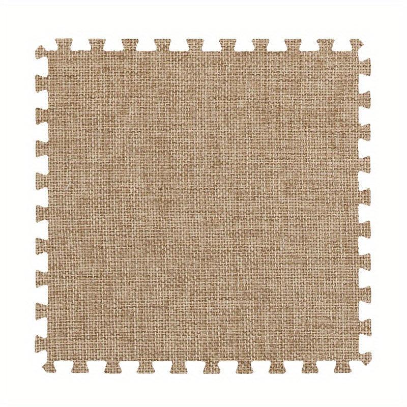 10pcs Cotton Linen Floor Mat Bay Window Mat Square Interlocking Carpet Area Rug