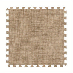 10pcs Cotton Linen Floor Mat Bay Window Mat Square Interlocking Carpet Area Rug