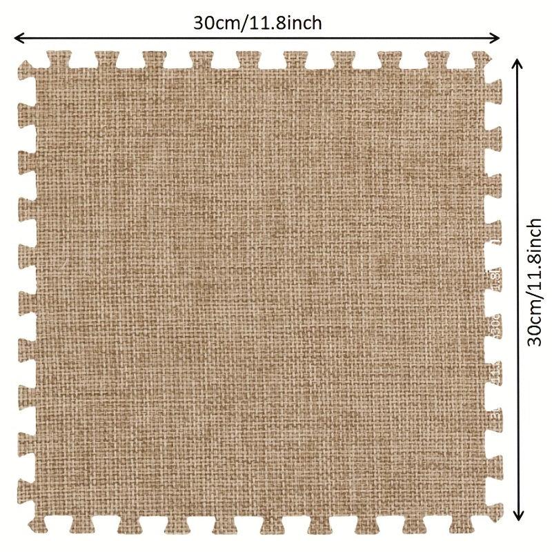 10pcs Cotton Linen Floor Mat Bay Window Mat Square Interlocking Carpet Area Rug