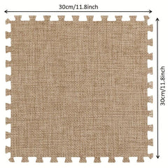10pcs Cotton Linen Floor Mat Bay Window Mat Square Interlocking Carpet Area Rug