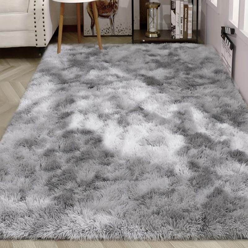 Gray Shaggy Rug Fluffy Floor Mat Plush Area Rug Soft Household Carpet