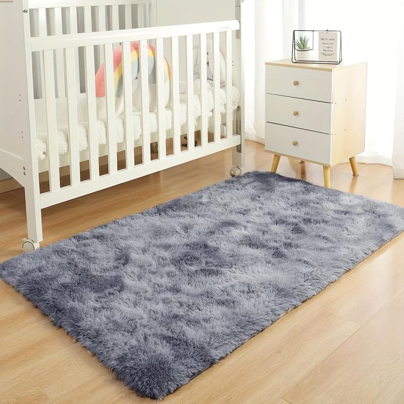 Gray Shaggy Rug Fluffy Floor Mat Plush Area Rug Soft Household Carpet