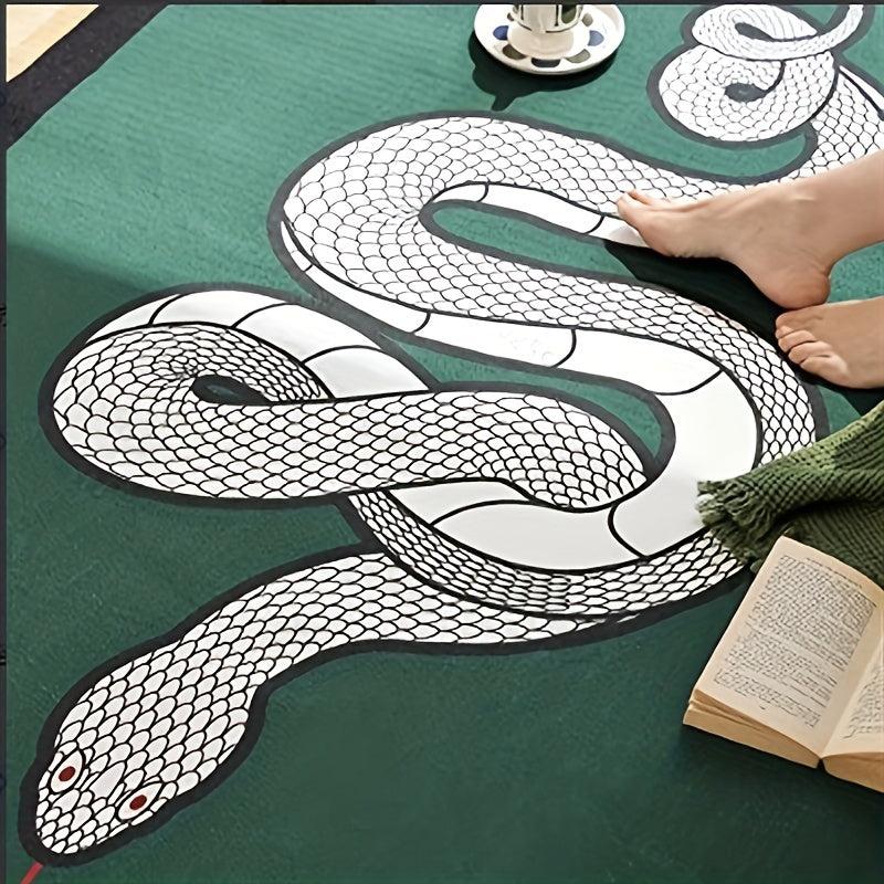 Green Geometric Area Rug, Washable & Non-Slip, Soft