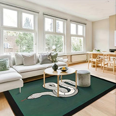Green Geometric Area Rug, Washable & Non-Slip, Soft