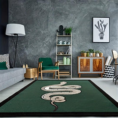 Green Geometric Area Rug, Washable & Non-Slip, Soft
