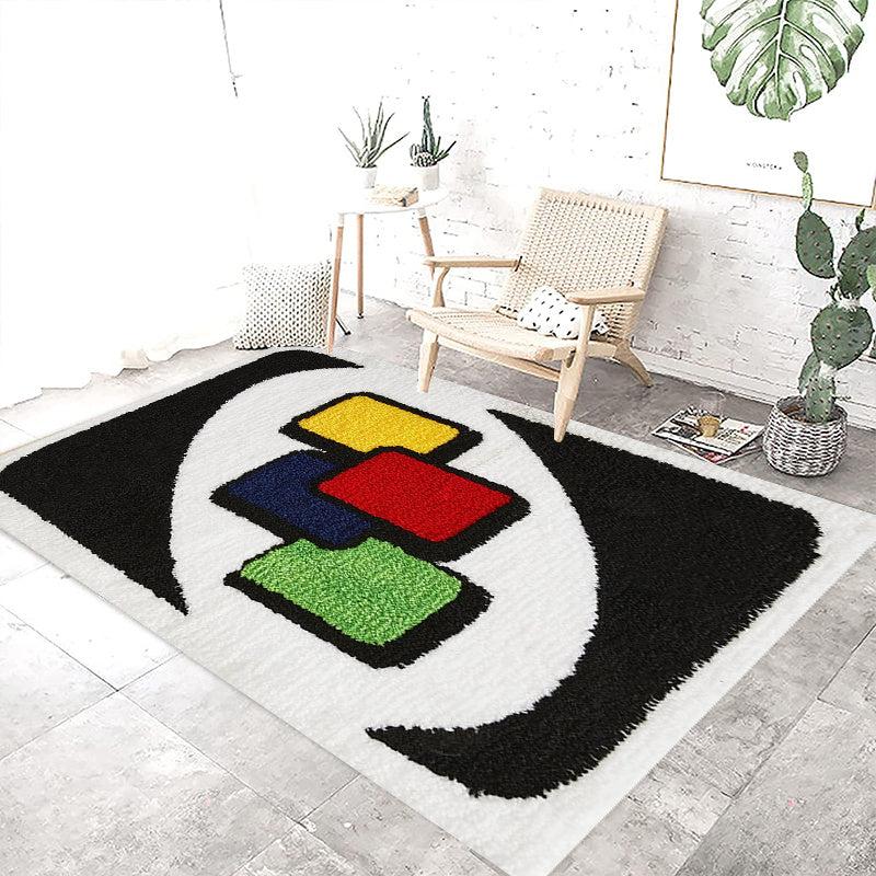 Modern Retro Throw Rugs, Non Slip Washable Abstract Design for Bathroom Bedroom