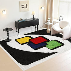 Modern Retro Throw Rugs, Non Slip Washable Abstract Design for Bathroom Bedroom
