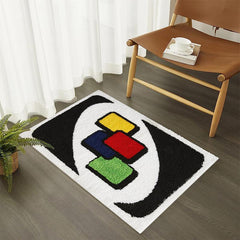 Modern Retro Throw Rugs, Non Slip Washable Abstract Design for Bathroom Bedroom