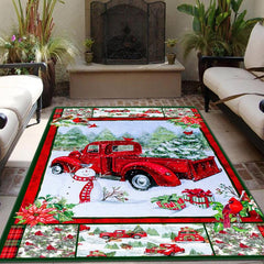 Christmas Red Truck Snowman Kitchen Rug Christmas Decorative Carpet