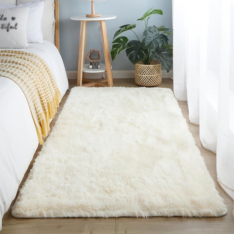 Furry Floor Mat Modern Area Rug Non Slip Shaggy Multicolor Indoor Carpet