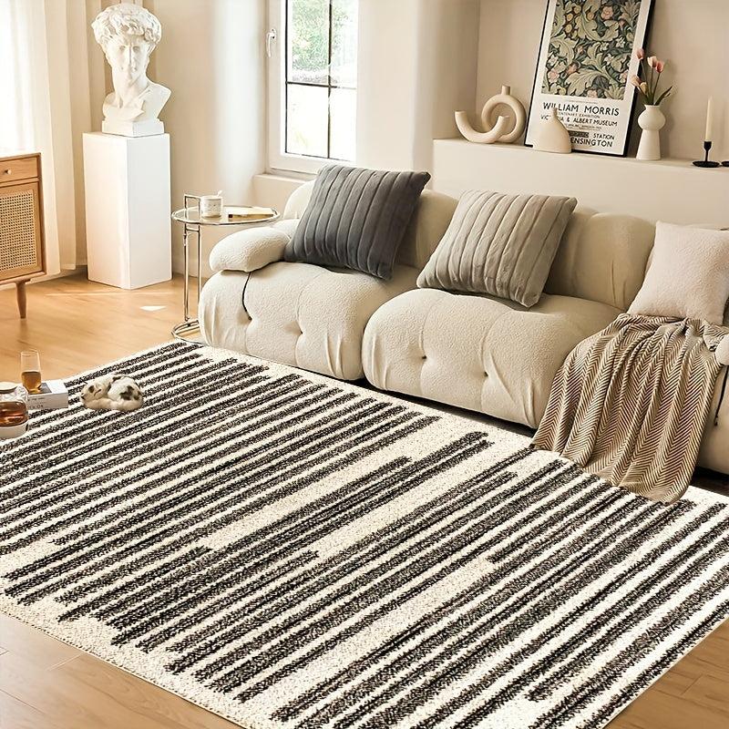 Modern Line Pattern Rug Farmhouse Area Rug Bohemian Striped Easy Cleaning