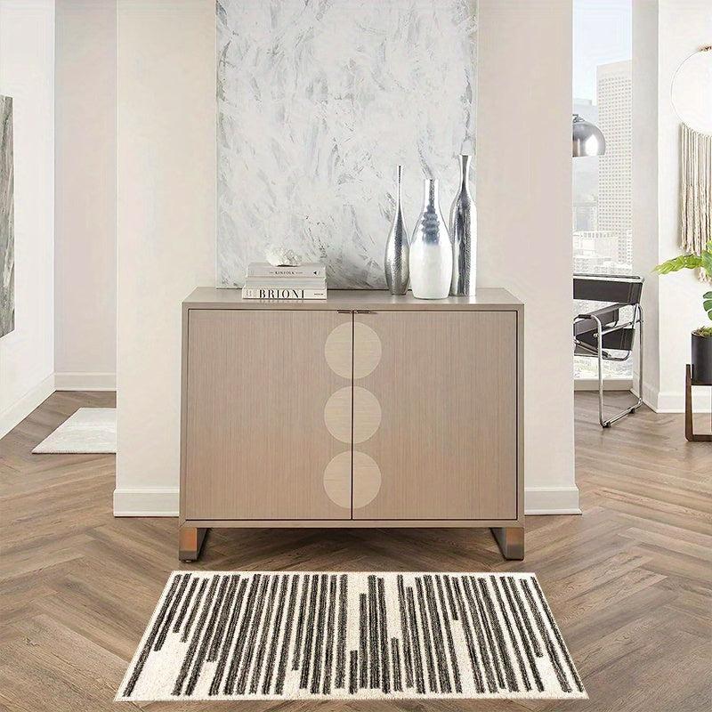 Modern Line Pattern Rug Farmhouse Area Rug Bohemian Striped Easy Cleaning